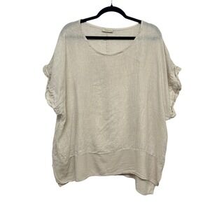 Bellambra Made in Italy Linen Cotton Tunic Top Oversized Beige 2X Minimal Resort